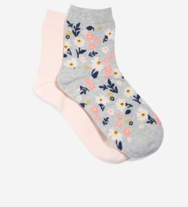 Calcetines Cole Haan 2-Pair Floral Corta Crew Mujer Grises | 128603-IMO
