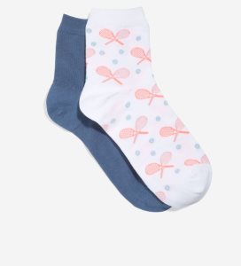 Calcetines Cole Haan 2-Pair Tenis Corta Crew Mujer Blancos | 127340-AID