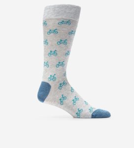 Calcetines Cole Haan Bicycle Print Crew Hombre Grises Claro | 718342-QSK