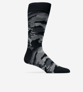 Calcetines Cole Haan Modern Camo Crew Hombre Negros | 425389-HKE