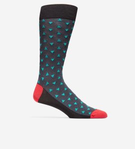 Calcetines Cole Haan Triangle Dotted Crew Hombre Negros | 695041-FDA