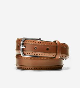 Cinturones Cole Haan Dawson 32mm Perforated Hombre Marrom | 254813-CVW