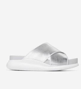 Sandalias Cole Haan 2.ZERØGRAND Criss Cross Chanclas Mujer Plateados | 234095-DGI