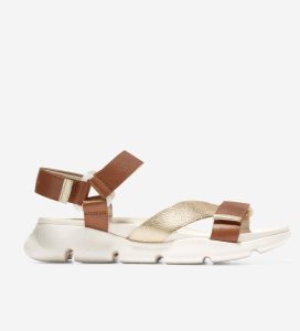 Sandalias Cole Haan 4.ZERØGRAND Tiras Mujer Naranjas Metal Dorados | 179458-TEU