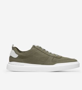 Tenis Cole Haan GrandPrØ Rally Lona Court Hombre Verde Oliva Blancos | 615809-ADB