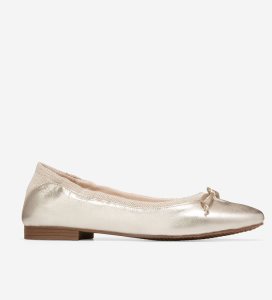 Tenis Planos Cole Haan Keira Ballet Mujer Dorados | 790148-SBH