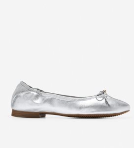 Tenis Planos Cole Haan Keira Ballet Mujer Plateados | 860479-OWL